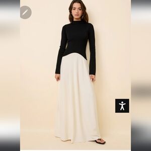 SOLID & STRIPED Black and Cream Maxi Dress